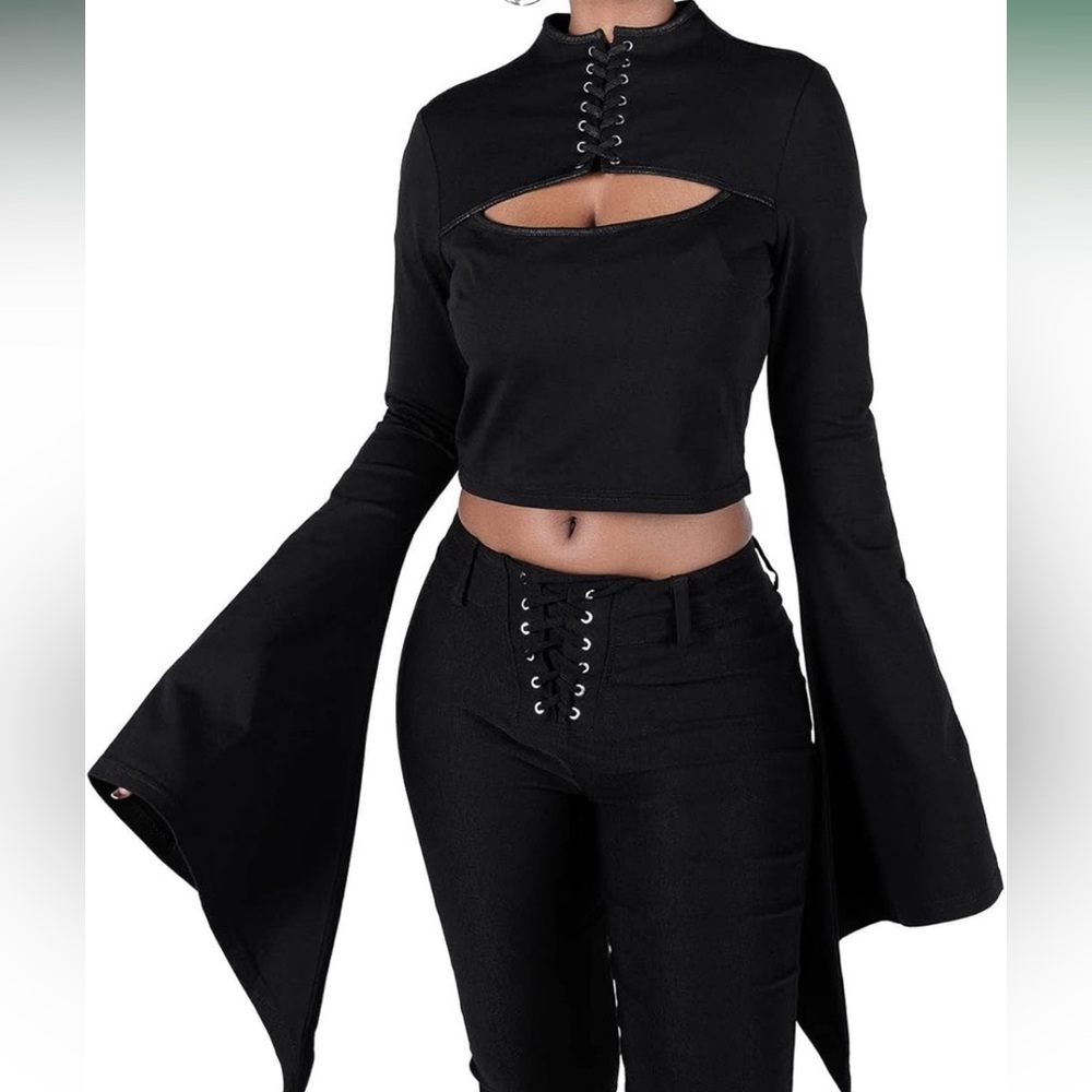 Black Lace-Up Women's Top Killstar Demon Darling